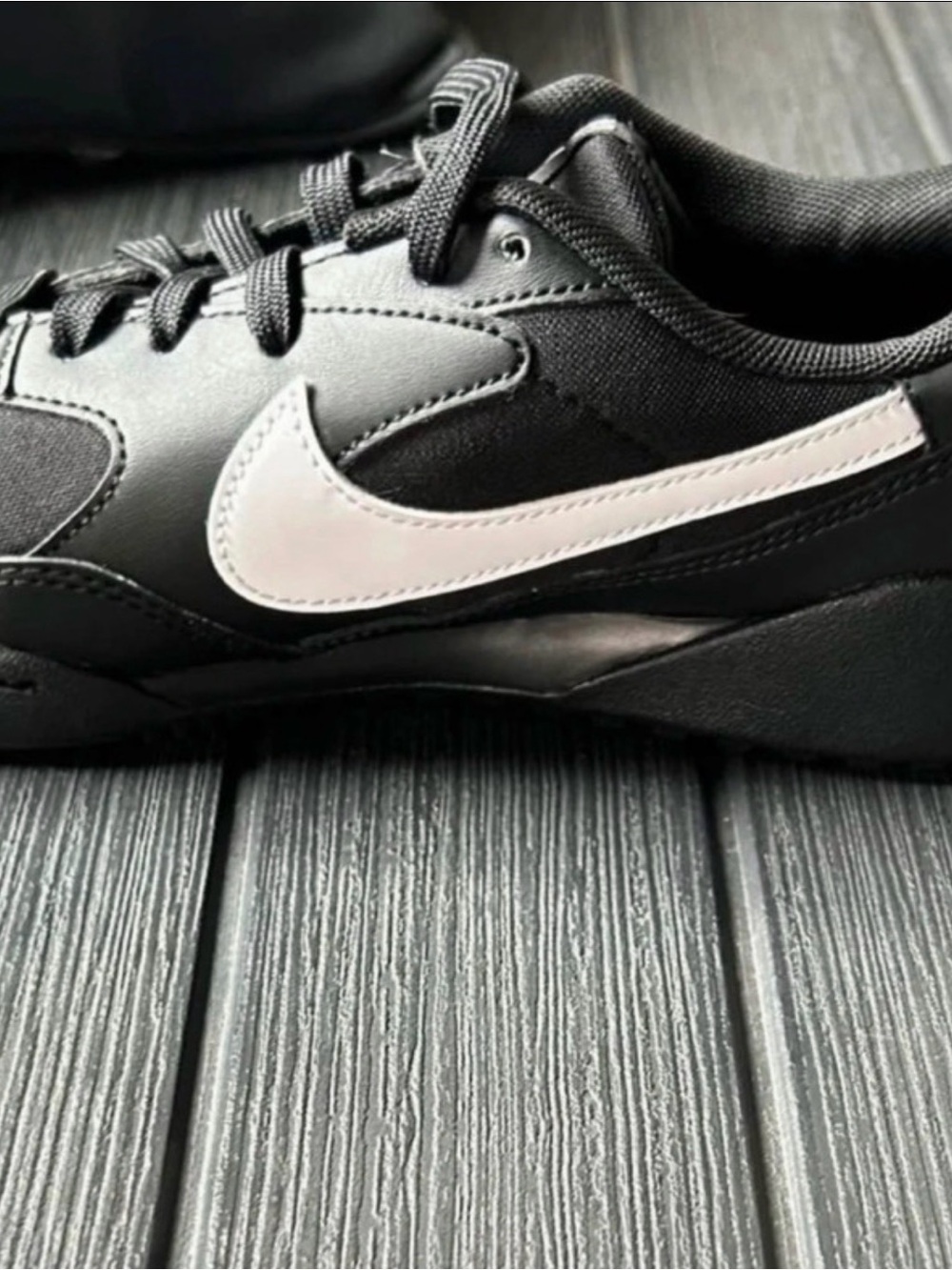 Nike Womens Black Sneakers with White Swoosh